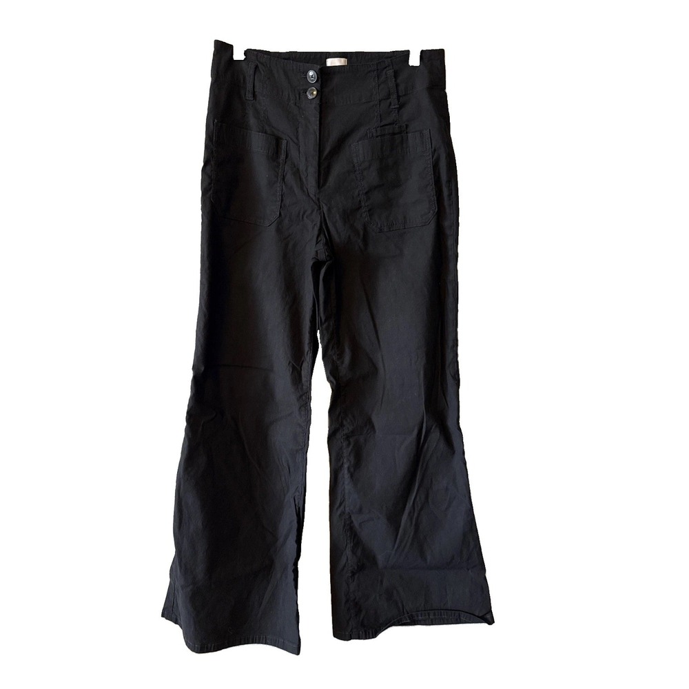 Maeve Anthropologie Black Junie Jean Linen Blend Wide Leg Pants 30P OB2003779